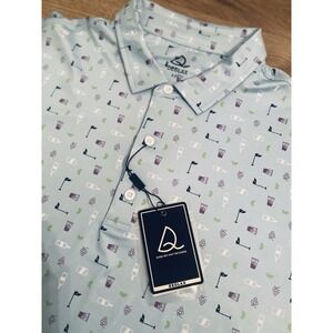 NEW Deolax Golf Polo Blue Cocktail All Over Print‎ XXL NWT